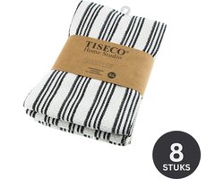 Tiseco Home Studio - Keukenhanddoek BASKET WEAVE - SET/8 - 100% katoen - met ophanglus - ultra-absorberend - sneldrogend- duurzaam materiaal - 50x70 cm - Zwart