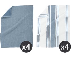 Tiseco Home Studio - Keukenhanddoek COMBO - SET/8 - 100% katoen - ultra-absorberend - sneldrogend- duurzaam materiaal - 50x70 cm - Bluestone