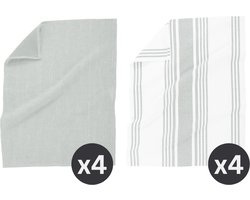 Tiseco Home Studio - Keukenhanddoek COMBO - SET/8 - 100% katoen - ultra-absorberend - sneldrogend- duurzaam materiaal - 50x70 cm - Lichtgrijs