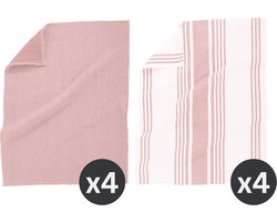 Tiseco Home Studio - Keukenhanddoek COMBO - SET/8 - 100% katoen - ultra-absorberend - sneldrogend- duurzaam materiaal - 50x70 cm - Roze
