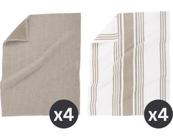 Tiseco Home Studio - Keukenhanddoek COMBO - SET/8 - 100% katoen - ultra-absorberend - sneldrogend- duurzaam materiaal - 50x70 cm - Taupe