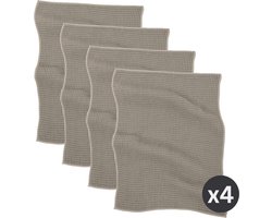 Tiseco Home Studio - Keukenhanddoek ESSENTIALS - SET/4 - 85% PE, 15% PA - microvezel - ultra-absorberend - sneldrogend - duurzaam materiaal - 40x60 cm - Taupe
