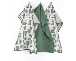 Tiseco Home Studio - Keukenhanddoek ESSENTIALS - SET/9 - 100% polyester - microvezel - ultra-absorberend - sneldrogend - duurzaam materiaal - 40x48 cm - Greenstone