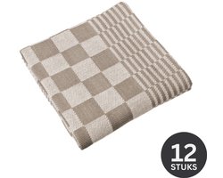 Tiseco Home Studio - Keukenhanddoek MINEUR - SET/12 - 100% katoen - ultra-absorberend - sneldrogend- duurzaam materiaal - 65x65 cm - Taupe