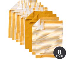 Tiseco Home Studio - Keukenhanddoek MULTILINES - SET/8 - 100% katoen - ultra-absorberend - sneldrogend- duurzaam materiaal - 50x70 cm - Camel