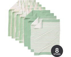 Tiseco Home Studio - Keukenhanddoek MULTILINES - SET/8 - 100% katoen - ultra-absorberend - sneldrogend- duurzaam materiaal - 50x70 cm - Greensmoke