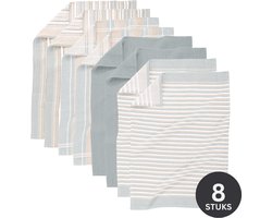 Tiseco Home Studio - Keukenhanddoek MULTILINES - SET/8 - 100% katoen - ultra-absorberend - sneldrogend- duurzaam materiaal - 50x70 cm - Lichtgrijs