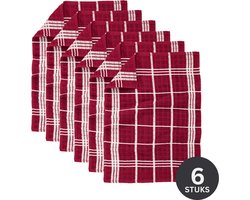Tiseco Home Studio - Keukenhanddoek OMAN - SET/6 - 100% katoen - badstof - ultra-absorberend - sneldrogend - duurzaam materiaal - 50x70 cm - Rood
