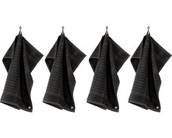 Tiseco Home Studio - Keukenhanddoek PHARAO HANDY - SET/4 - 100% katoen - badstof - met ophanglus - ultra-absorberend - sneldrogend - duurzaam materiaal - 50x50 cm - Zwart