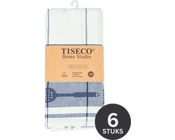 Tiseco Home Studio - Keukenhanddoek PHARAO UTENSILS - SET/6 - 100% katoen - met ophanglus - ultra-absorberend - sneldrogend- duurzaam materiaal - 50x70 cm - Donkerblauw