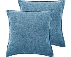 Tiseco Home Studio - Kussen DAMIAN (gevuld) - SET/2 - 100% polyester - met rits - hoes is wasbaar - voor bank, zetel, bed of stoel - Vierkant - 45x45 cm - Blauw