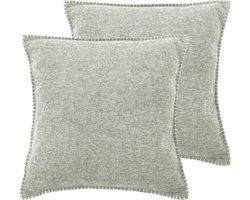 Tiseco Home Studio - Kussen DAMIAN (gevuld) - SET/2 - 100% polyester - met rits - hoes is wasbaar - voor bank, zetel, bed of stoel - Vierkant - 45x45 cm - Saliegroen