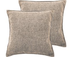 Tiseco Home Studio - Kussen DAMIAN (gevuld) - SET/2 - 100% polyester - Vierkant - 45x45 cm - Taupe