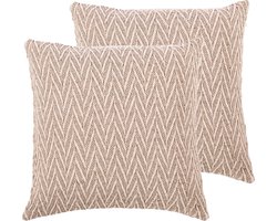 Tiseco Home Studio - Kussen (gevuld) ALPANA - SET/2 - 100% katoen - Vierkant - 45x45 cm - Taupe
