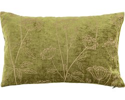 Tiseco Home Studio - Kussen (gevuld) ANNA - Fluweel - Bloemenprint - Rechthoek - 30x50 cm - Dille