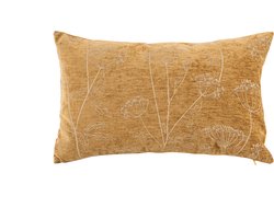 Tiseco Home Studio - Kussen (gevuld) ANNA - Fluweel - Bloemenprint - Rechthoek - 30x50 cm - Indiantan