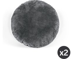 TISECO HOME STUDIO - Kussen (gevuld) - CRYSTAL VELVET - 100% polyester - Rond - 38 cm - Grijs