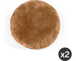 TISECO HOME STUDIO - Kussen (gevuld) - CRYSTAL VELVET - 100% polyester - Rond - 38 cm - Indian tan