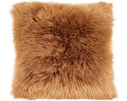 TISECO HOME STUDIO - Kussen (gevuld) - imitatie schapenvacht en suède - Vierkant - 45x45 cm - Indiantan