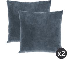 Tiseco Home Studio - Kussen (gevuld) MARSHMALLOW - SET/2 - polyester - teddyvulling - super zacht - Vierkant - 45x45 cm - Blue stone