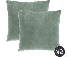 Tiseco Home Studio - Kussen (gevuld) MARSHMALLOW - SET/2 - polyester - teddyvulling - super zacht - Vierkant - 45x45 cm - Greensage