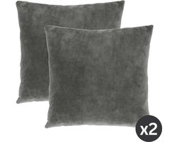 Tiseco Home Studio - Kussen (gevuld) MARSHMALLOW - SET/2 - polyester - teddyvulling - super zacht - Vierkant - 45x45 cm - Grijs