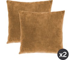 Tiseco Home Studio - Kussen (gevuld) MARSHMALLOW - SET/2 - polyester - teddyvulling - super zacht - Vierkant - 45x45 cm - Indiantan