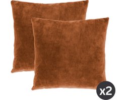 Tiseco Home Studio - Kussen (gevuld) MARSHMALLOW - SET/2 - polyester - teddyvulling - super zacht - Vierkant - 45x45 cm - Roest