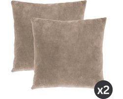 Tiseco Home Studio - Kussen (gevuld) MARSHMALLOW - SET/2 - polyester - teddyvulling - super zacht - Vierkant - 45x45 cm - Taupe
