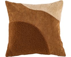 Tiseco Home Studio - Kussen (gevuld) PATCH MIX - 45x45 cm - Bruin