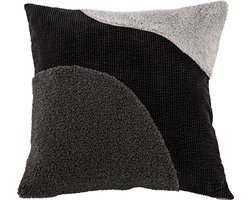 Tiseco Home Studio - Kussen (gevuld) PATCH MIX - 45x45 cm - Zwart