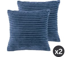 TISECO HOME STUDIO - Kussen (gevuld) RIBBLE - SET/2 - microflannel - 45x45 cm - blue stone
