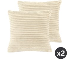 TISECO HOME STUDIO - Kussen (gevuld) RIBBLE - SET/2 - microflannel - 45x45 cm - ivoor