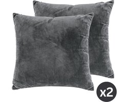 TISECO HOME STUDIO - Kussen (gevuld) SET/2 - CRYSTAL VELVET - 100% polyester - Vierkant - 42x42 cm - Grijs