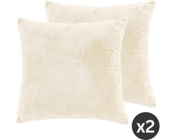 TISECO HOME STUDIO - Kussen (gevuld) SET/2 - CRYSTAL VELVET - 100% polyester - Vierkant - 42x42 cm - Ivoor