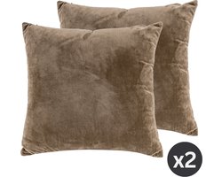 TISECO HOME STUDIO - Kussen (gevuld) SET/2 - CRYSTAL VELVET - 100% polyester - Vierkant - 42x42 cm - Taupe