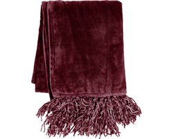 Tiseco Home Studio - Plaid deken - met franjes - super zacht - 220x240 cm - Granaatappel