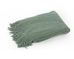 Tiseco Home Studio - Plaid MADELINE - polyester - met franjes - super zacht - 130x170 cm - greensage