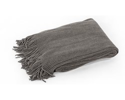 Tiseco Home Studio - Plaid MADELINE - polyester - met franjes - super zacht - 130x170 cm - grijs