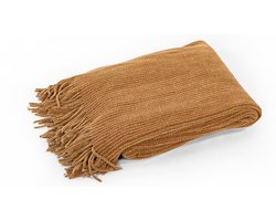 Tiseco Home Studio - Plaid MADELINE - polyester - met franjes - super zacht - 130x170 cm - indiantan