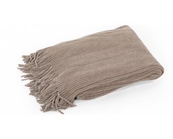 Tiseco Home Studio - Plaid MADELINE - polyester - met franjes - super zacht - 130x170 cm - taupe