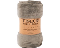 Tiseco Home Studio Plaid - Taupe Effen Microflanel - 150 x 200 cm - - 3228 TAUPE-150 x 200 cm