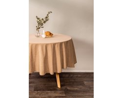 Tiseco Home Studio - Tafelkleed MYRNA - - 100% katoen - Gemakkelijk onderhoud, tijdloze elegantie - Dia 180 cm - Indiantan