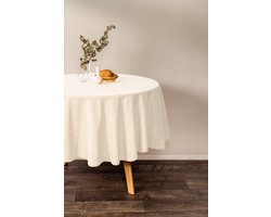 Tiseco Home Studio - Tafelkleed MYRNA - - 100% katoen - Gemakkelijk onderhoud, tijdloze elegantie - Dia 180 cm - Ivoor
