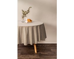 Tiseco Home Studio - Tafelkleed MYRNA - - 100% katoen - Gemakkelijk onderhoud, tijdloze elegantie - Dia 180 cm - Taupe