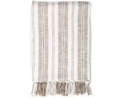 Tiseco - Katoenen deken INDIRA - Gestreept Design - 150x200 cm, taupe