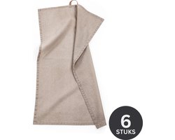 Tiseco - Keukenhanddoeken MYRNA - SET/6 - katoen - Handig op te hangen, sterke absorptie - 50x70 cm - Taupe