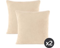 Tiseco - Kussen COCOON (gevuld) - SET/2 - Half fleece - 45x45 cm, beige