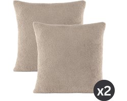 Tiseco - Kussen COCOON (gevuld) - SET/2 - Half fleece - 45x45 cm, taupe