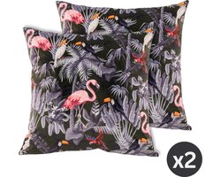 Tiseco - Kussen (gevuld) Bloemen print - SET/2 Fluweel - 45x45 cm